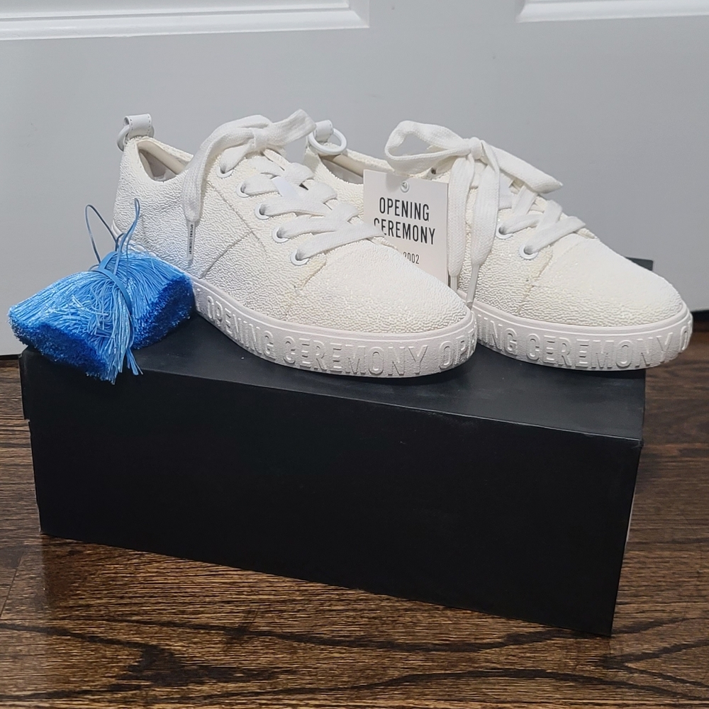 OPENING CEREMONY Caviar Beaded Sneakers in White SIZE 36